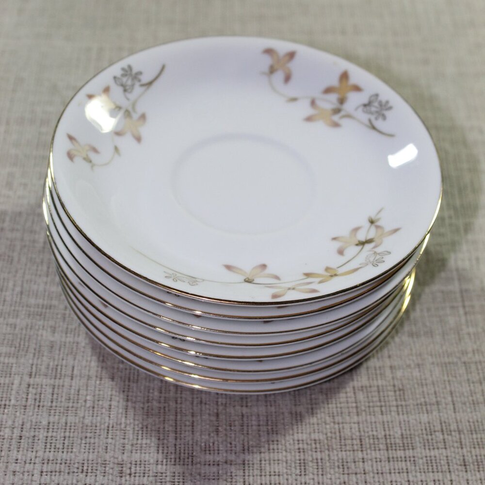 Set of 8 - Summit Fine China Japan Barbara, Porcelain 5.5" Saucers